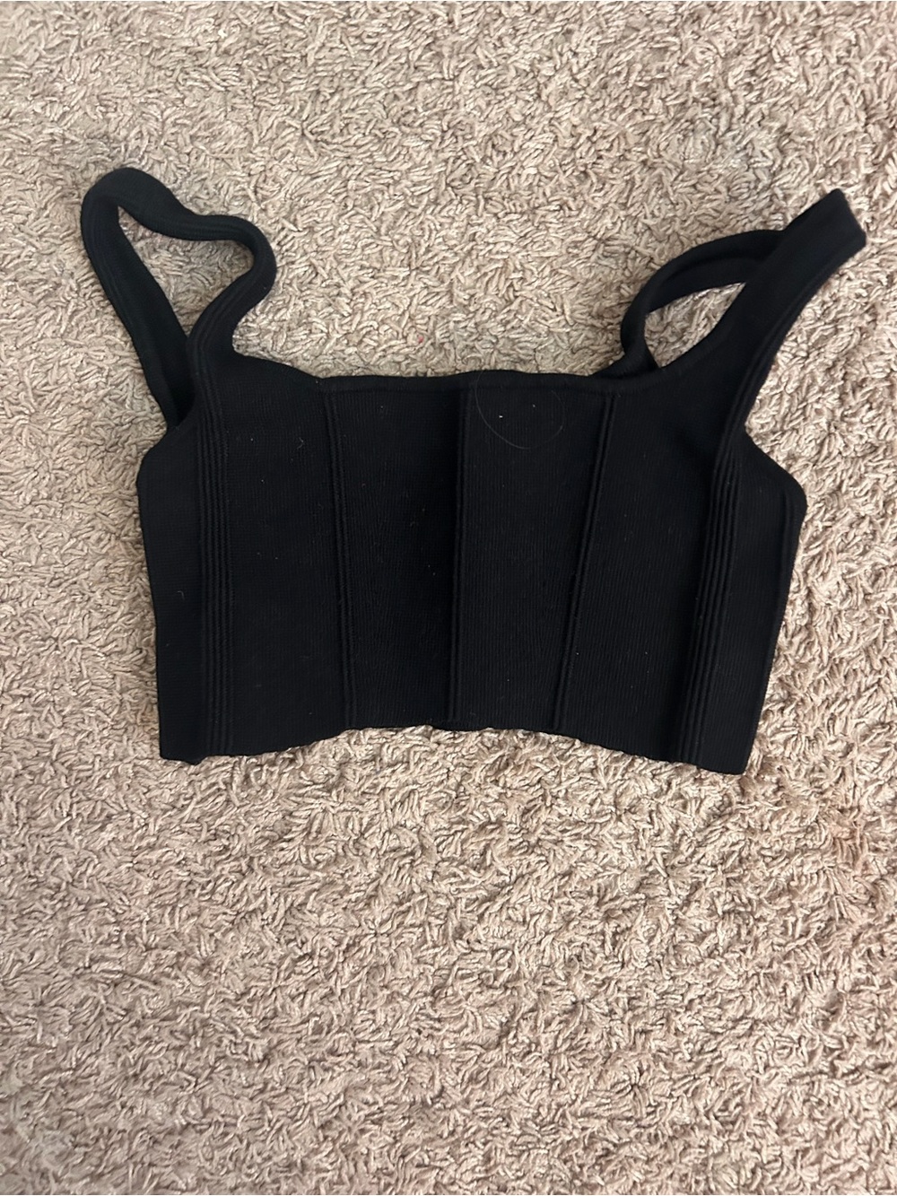 Women's Black Ribbed Cropped Tank Top